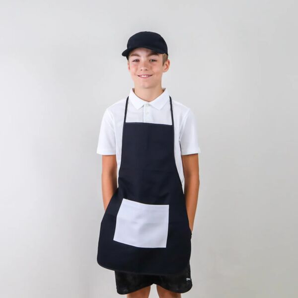 Sublimation Youth Apron Black with White Pocket Thumbnail