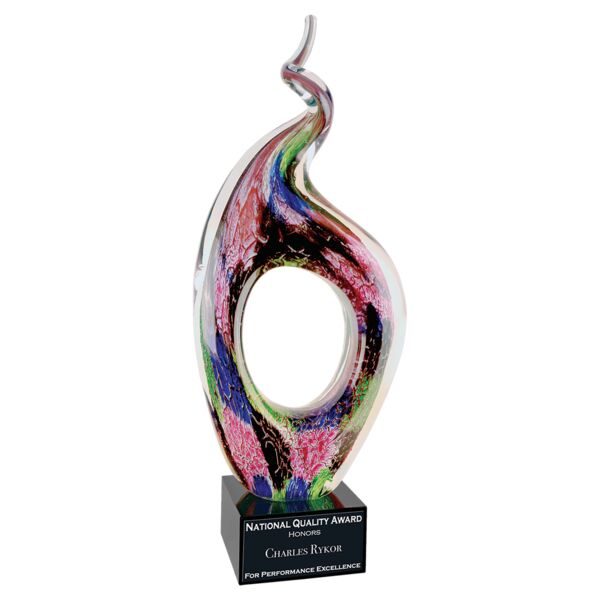 13 1/2" Twist Top Art Glass with Square Base Thumbnail