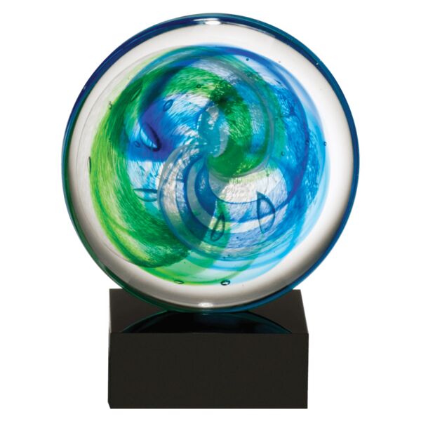 7 1/4" Disk Art Glass w/ and Light Accent on Glass Base-No Plate Thumbnail