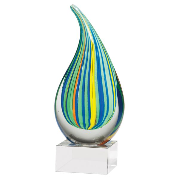 8 1/4" Multi-Colored Teardrop Art Glass on Glass Base-No Plate Thumbnail