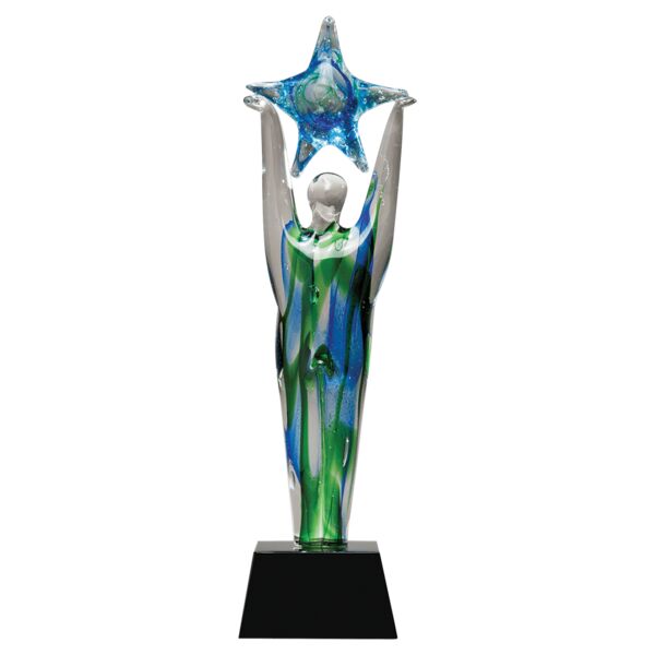 11 1/2" Star Achiever Art Glass on Glass Base-No Plate Thumbnail
