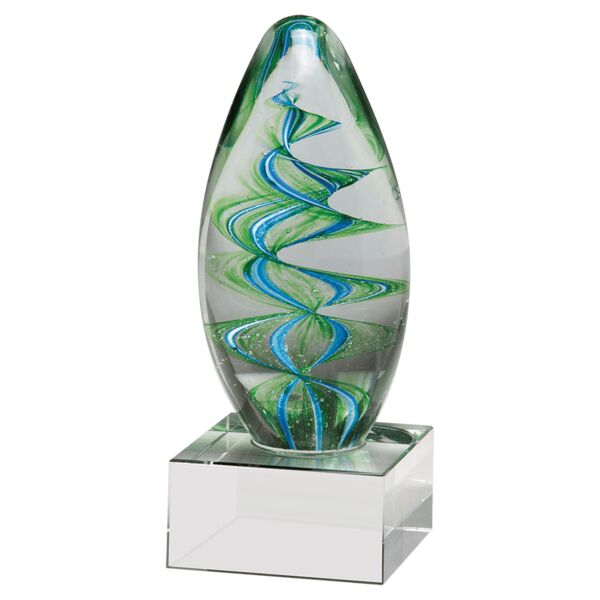 6 1/2" and Helix Egg Shaped Art Glass on Glass Base-No Plate Thumbnail
