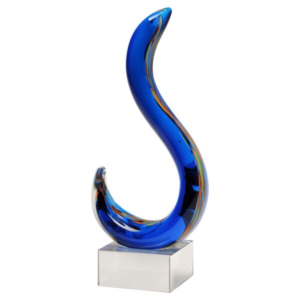 11" Modern Swan Design Art Glass on Glass Base-No Plate Thumbnail