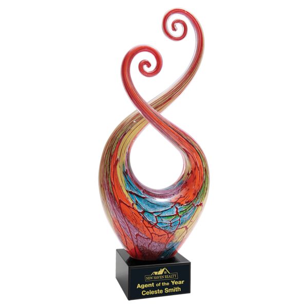 14" Multi-Color Twist Art Glass with Base Thumbnail