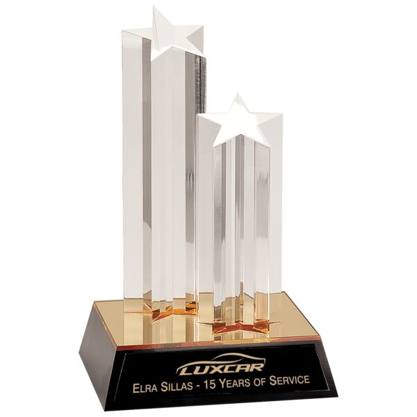 9 1/2" Double Star Column Acrylic with / Base Thumbnail