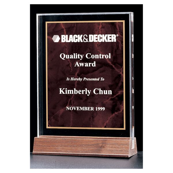 5" x 7 5/8" Ruby Marble Acrylic Award with American Base Thumbnail