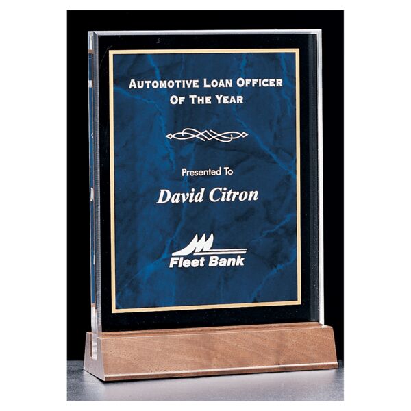 5" x 7 5/8" Sapphire Marble Acrylic Award with American Base Thumbnail