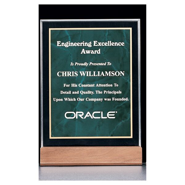 7" x 9 5/8" Emerald Marble Acrylic Award with American Base Thumbnail