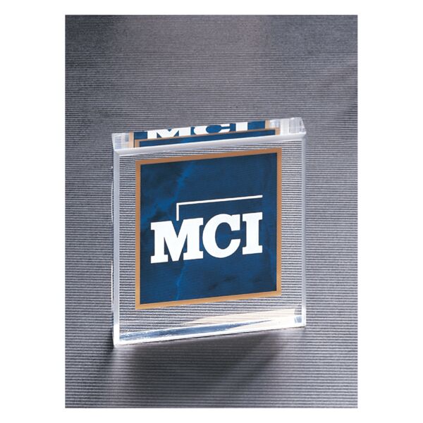 3 3/4" x 3 3/4" Sapphire Marble Design Acrylic Paperweight Thumbnail