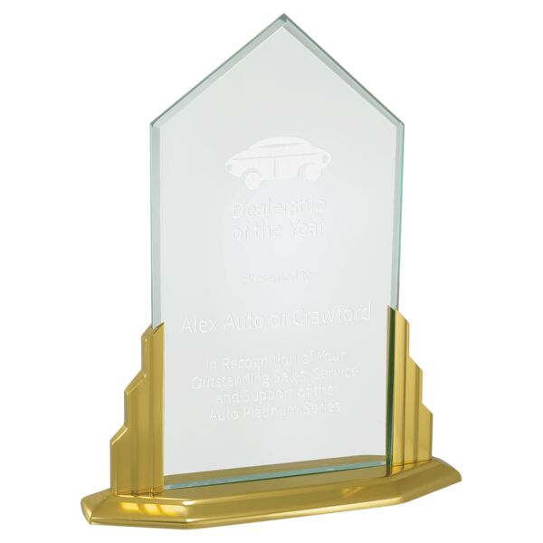 9 1/2" x 11 1/2" Peak Jade Acrylic Award with Aluminum Base Thumbnail