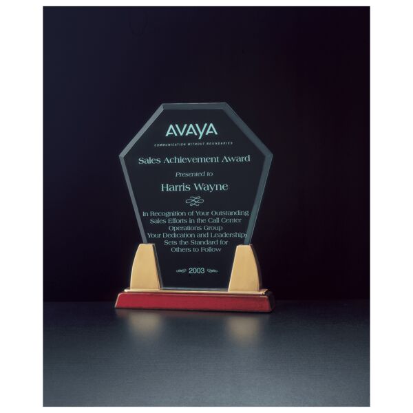 7 1/2" x 8 3/4" Diamond Series Jade Acrylic with Piano Finish Base, Metal Accents Thumbnail