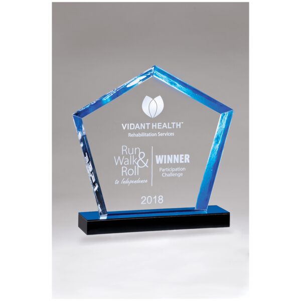 8" x 9" Diamond Series Acrylic Award with Accent Mirror-Topped Base Thumbnail