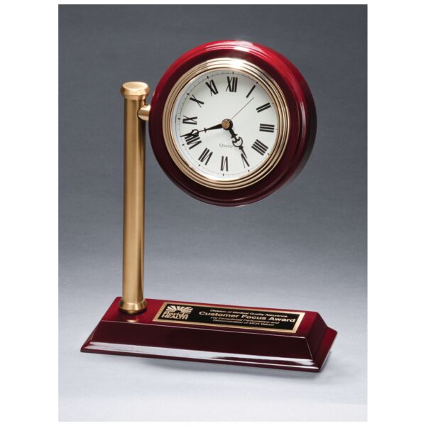 7" x 9" Rail Station Style Desk Clock on Finish High Gloss Base, Plate Thumbnail