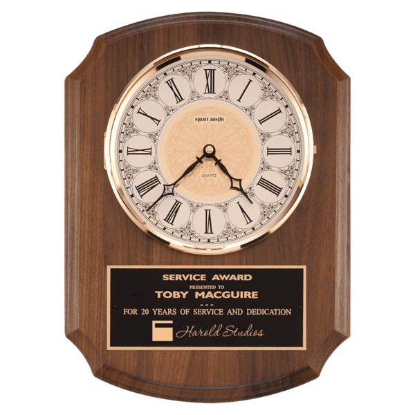 10 1/2" x 13" Quartz Clock, Brass Diamond Spun Bezel, Glass Lens, Ivory Dial, Plate Thumbnail