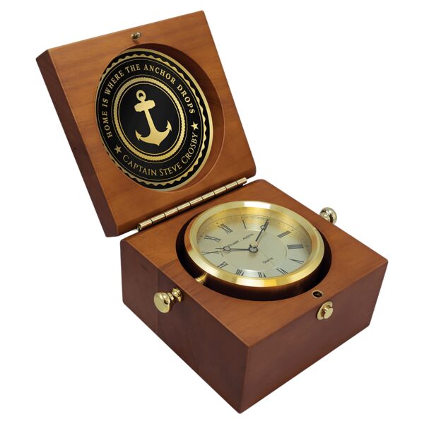 5 1/2" x 5 1/2" Finish Captain's Clock, Brass Clock Housing-Disc/Plate Not Included Thumbnail