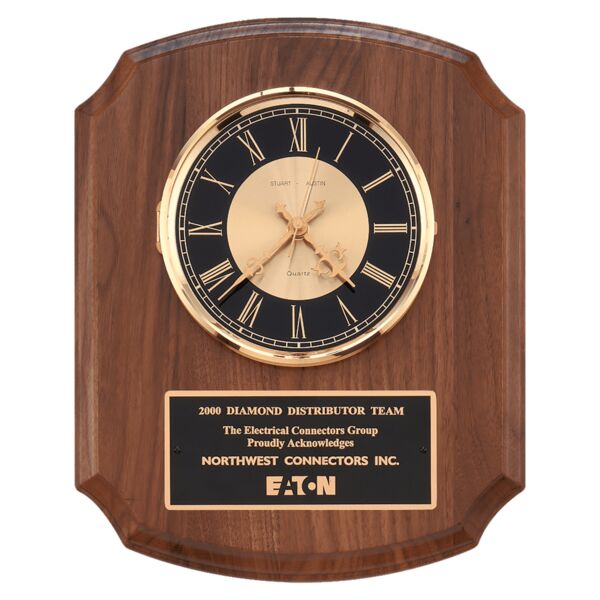 10 1/2" x 13" Quartz Clock, Brass Diamond Spun Bezel, Glass Lens, & Dial Thumbnail