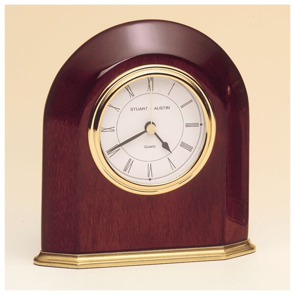 5 5/8" x 5 7/8" Piano Finish Arched Table Clock with Solid Brass Base-Plate Not Included Thumbnail