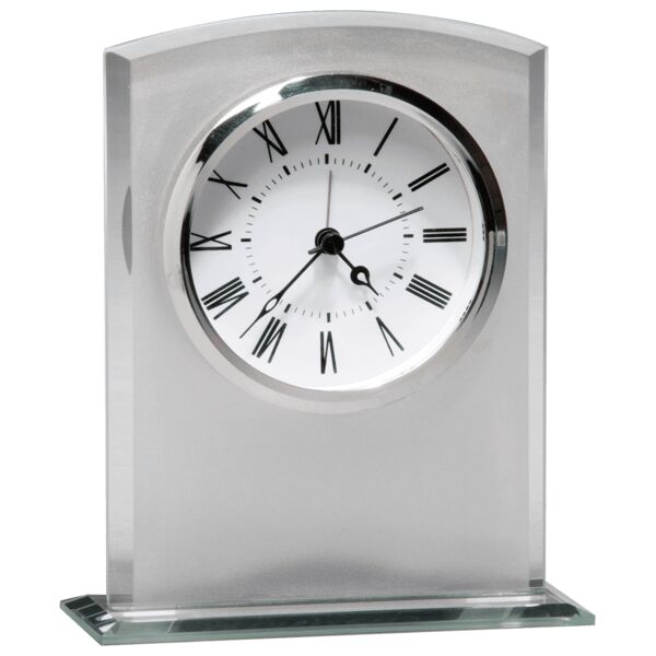 5" x 6 1/4" Glass Clock with Frosted Top, Polished Edge and Base no Plate Thumbnail