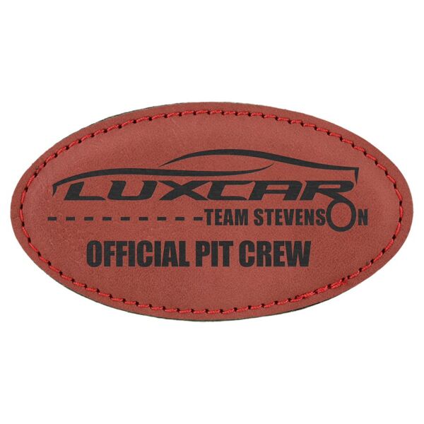 3 1/4" x 1 3/4" Rose Laserable Leatherette Oval Badge Blank with Magnet Thumbnail