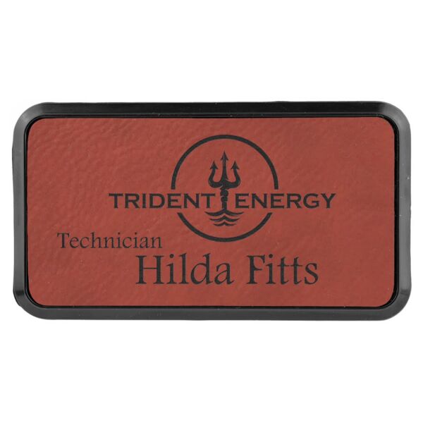 3" x 1 1/2" Rose Laserable Leatherette Round Corner Badge & Frame Thumbnail