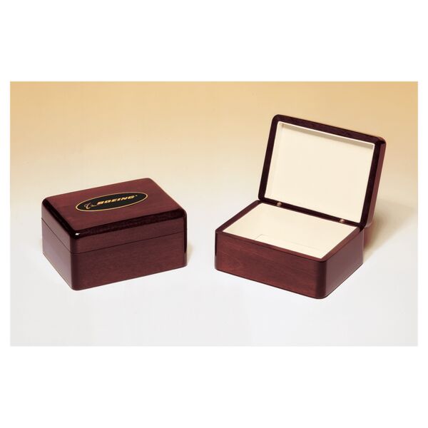 7" x 5" Piano Finish Jewelry Box with Beige Felt Lining and Laserable Brass Plate Thumbnail
