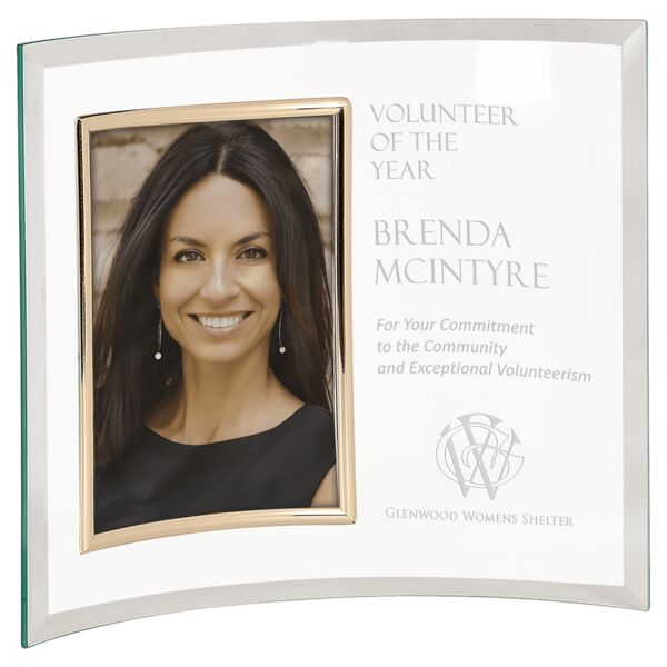 12" x 10" Jade Glass Crescent with 5" x 7" Picture Frame Thumbnail