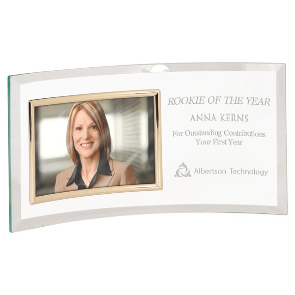 12 3/4" x 6 1/2" Jade Glass Crescent with 6" x 4" Picture Frame Thumbnail