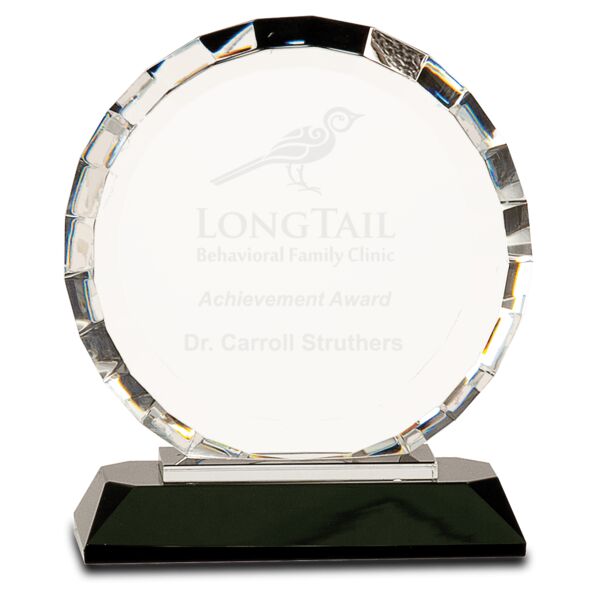 6" Crystal Round with Rectangle Facets on Crystal Base Thumbnail