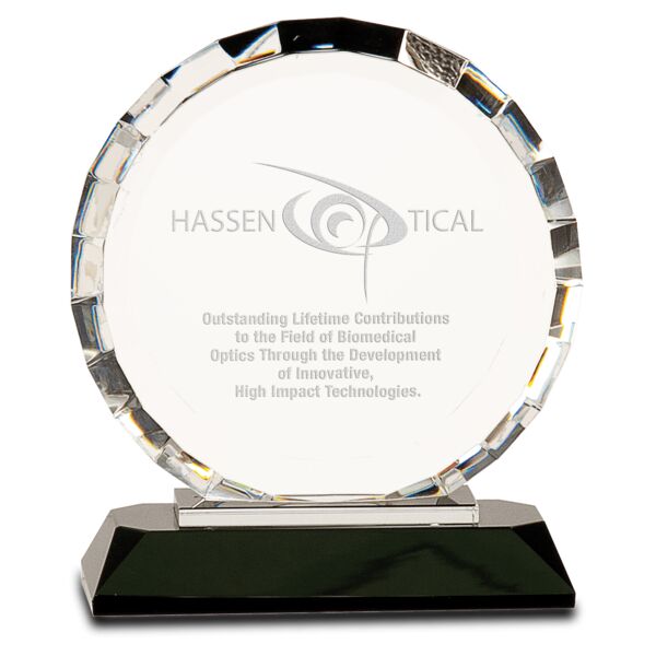 5 1/2" Crystal Round with Rectangle Facets on Crystal Base Thumbnail