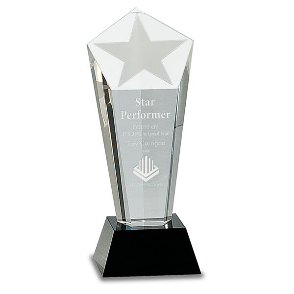 8 3/4" Crystal Frosted Star Column on Pedestal Base Thumbnail