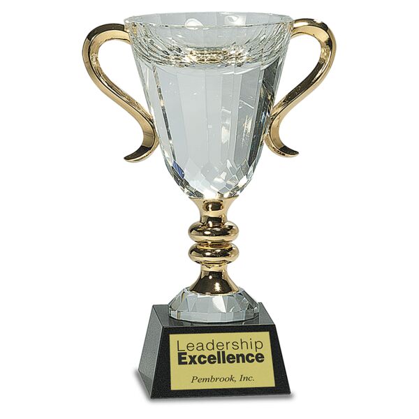 8 1/2" Crystal Cup with Handles and Stem Thumbnail