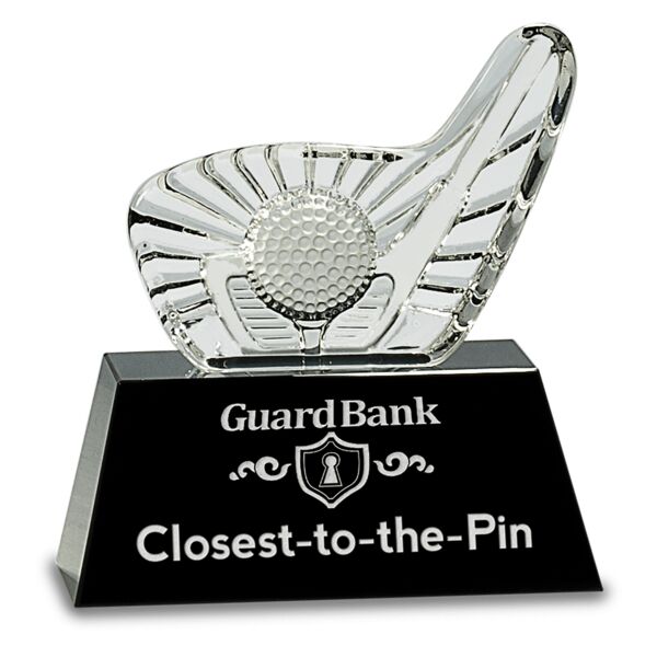 6" Crystal Golf Club & Ball on Base Thumbnail