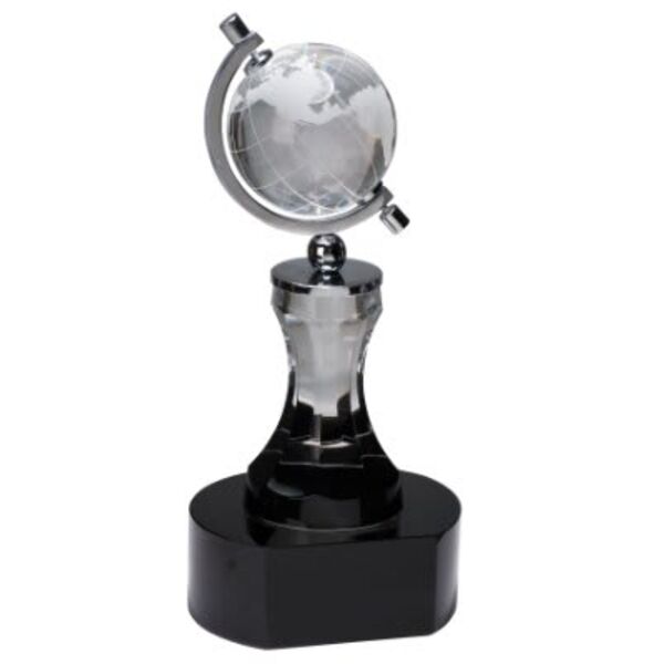 8 1/2" Crystal Spinning Globe with Tower on Base Thumbnail