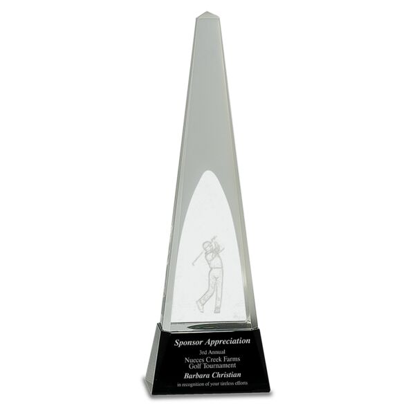 11 1/2" Crystal 3D Golf Spire on Pedestal Base Thumbnail