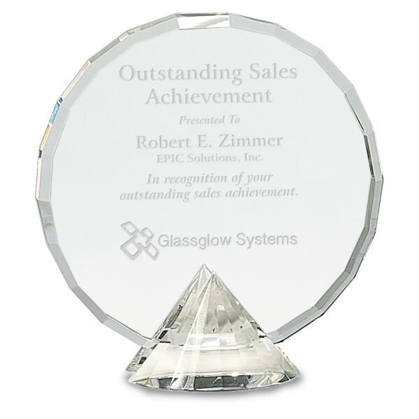 6 1/2" Round Crystal on Diamond Base Thumbnail