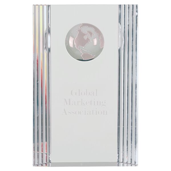 6 1/2" Crystal Rectangle with Globe Etching Thumbnail