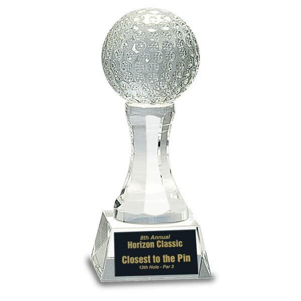6" Crystal Golf Ball on Pedestal Base Thumbnail