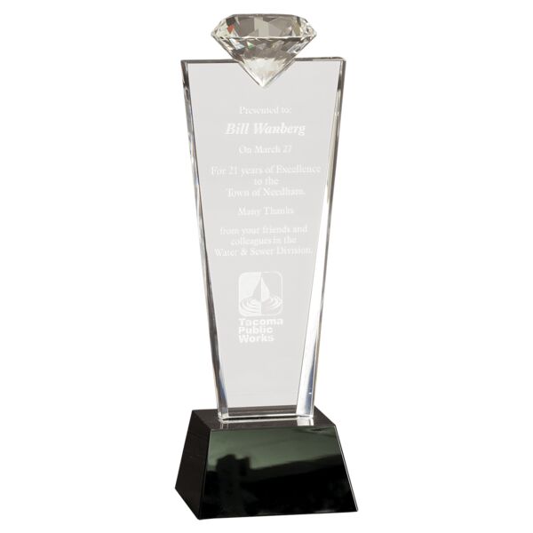 11" Crystal Diamond Top Award on Pedestal Base Thumbnail