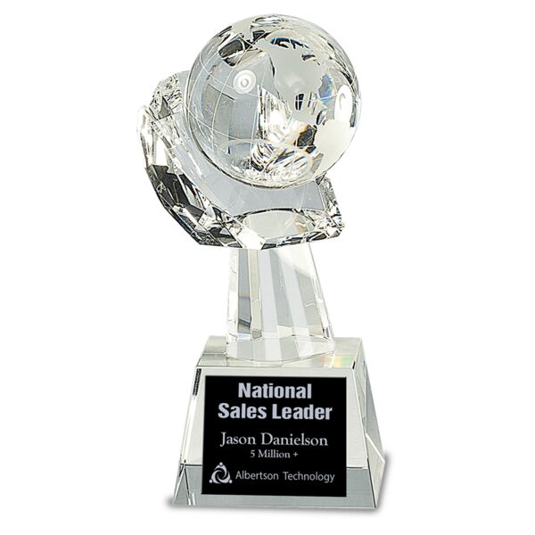 8" Crystal Globe in Hand Thumbnail