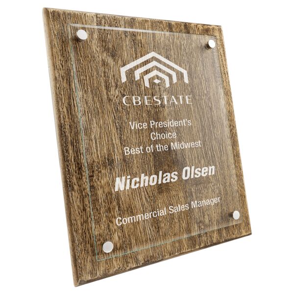 10 1/2" x 13" Barnwood Floating Glass Plaque Thumbnail