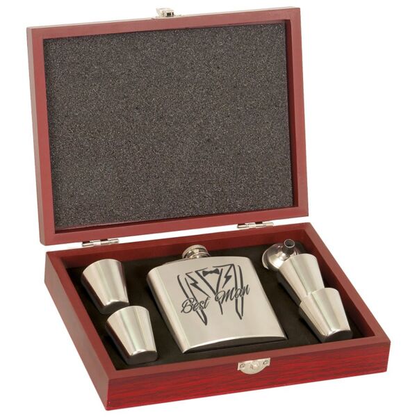 6 oz. Flask Set in Wood Presentation Box Thumbnail