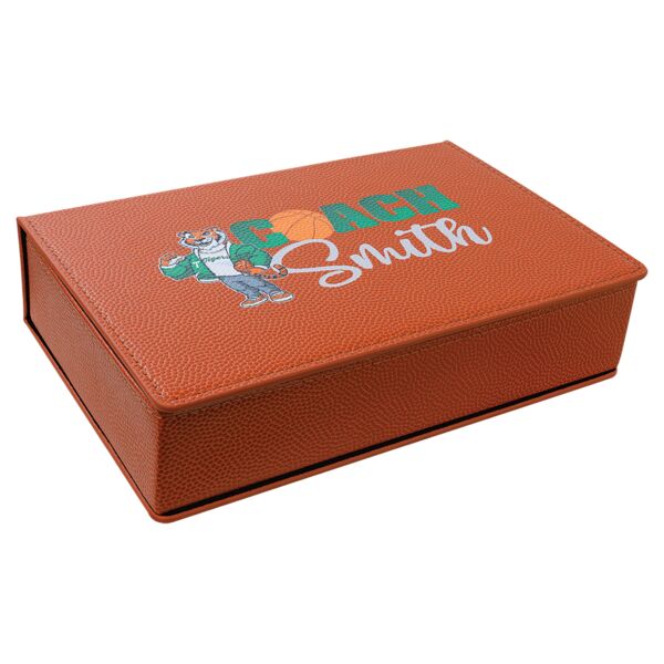 6 oz. Basketball Laserable Leatherette Flask Gift Set Thumbnail