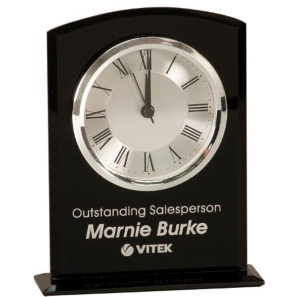 6 1/4" Glass Arch Clock with Base Thumbnail