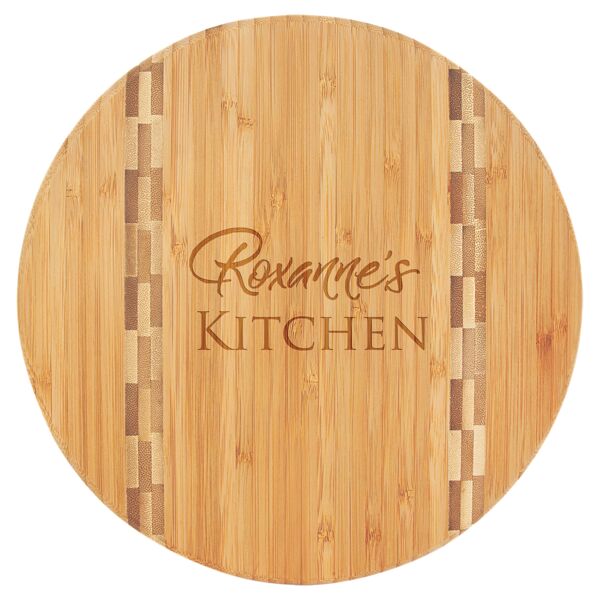 9 3/4" Round Cutting Board with Butcher Block Inlay Thumbnail