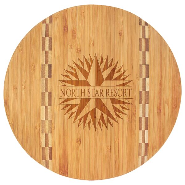 11 3/4" Round Cutting Board with Butcher Block Inlay Thumbnail