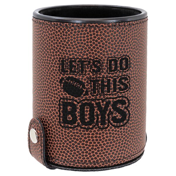 Football Laserable Leatherette Dice Cup with 5 Dice Thumbnail