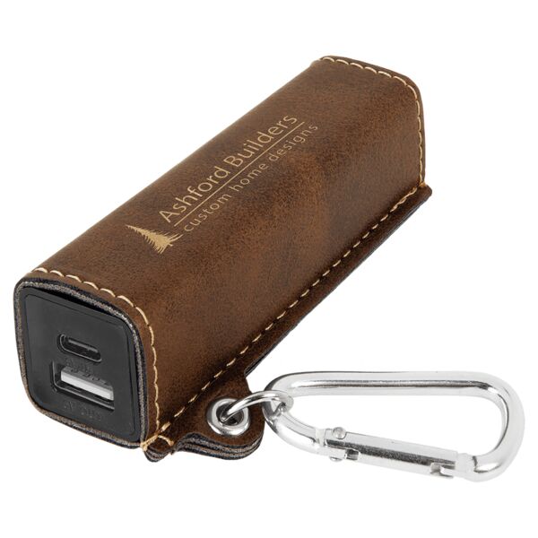 Rustic/ Laserable Leatherette 2200 mAh Power Bank with USB-C Cord Thumbnail