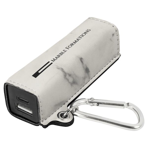 Marble Laserable Leatherette 2200 mAh Power Bank with USB-C Cord Thumbnail