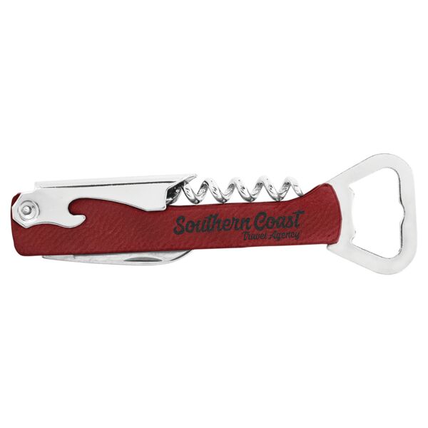 Rose Laserable Leatherette Wine Bottle Opener Thumbnail