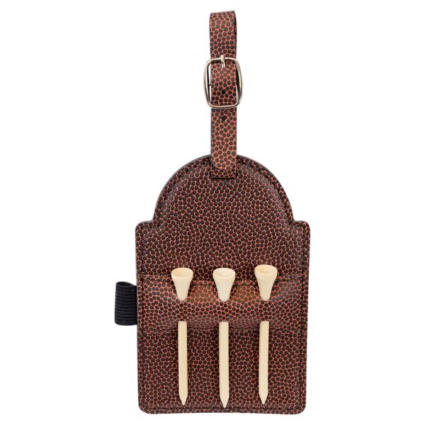 5" x 3 1/4" Football Laserable Leatherette Golf Bag Tag with 3 Wooden Tees Thumbnail